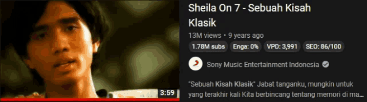 a screenshot of sheila on 7- sebuah kisah klasik