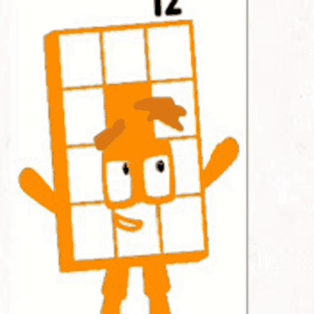 a cartoon character with the number 12 on it 's head