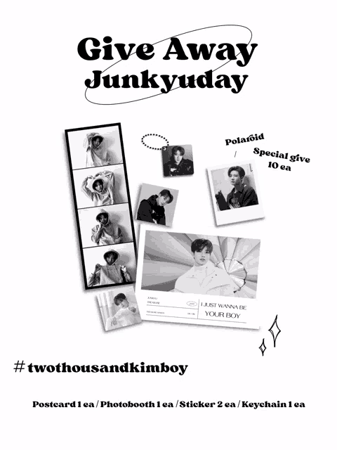 a black and white poster that says give away junkyuday