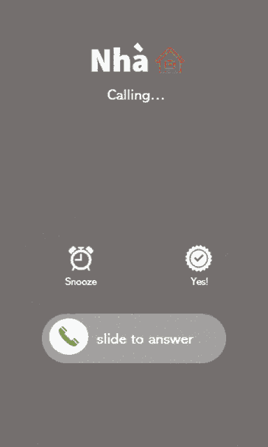 a phone screen that says nha calling snooze yes