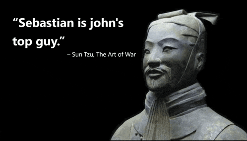 a statue of a man with a quote by sun tzu