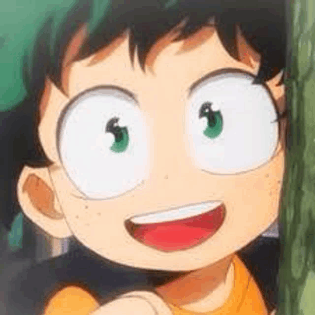 a close up of a cartoon character 's face with green eyes .