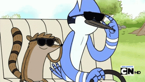 two cartoon characters wearing sunglasses with cn hd written on the bottom right