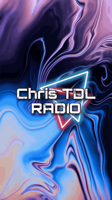 a poster for chris tol radio shows a purple and blue background