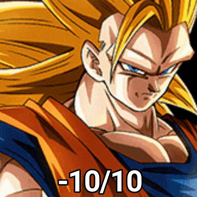 a close up of a dragon ball z character with the number 10 on it