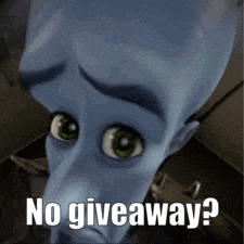 a cartoon character with a sad look on his face and the words `` no giveaway '' .