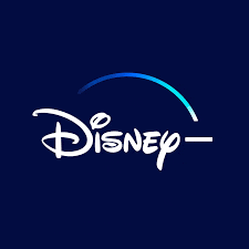 the disney logo is on a blue background