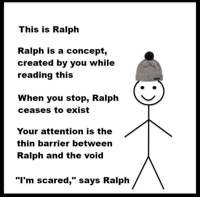 a stick figure wearing a hat with the words " this is ralph " on it