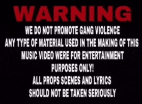 a warning sign that says ' we do not promote gang violence ' on it