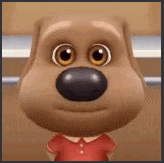 a cartoon dog wearing a red shirt is standing in an elevator .