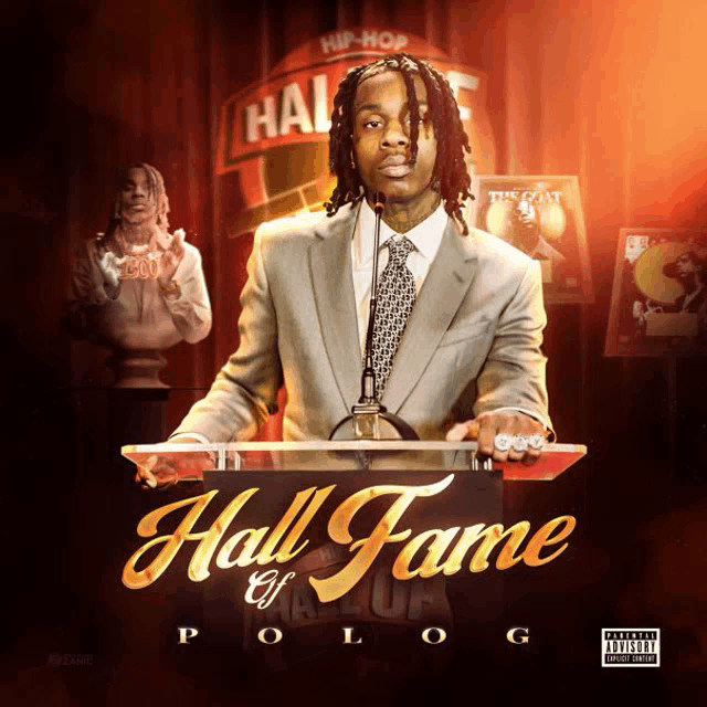 polo g 's hall of fame album cover features a man in a suit and tie