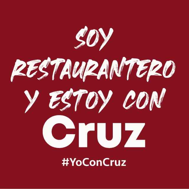 a red background with white writing that says soy restaurantero y estoy con cruz