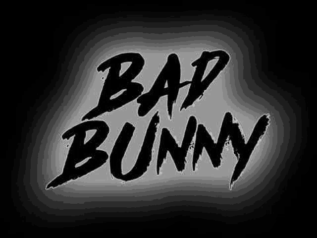 a black and white photo of the bad bunny logo on a white background .