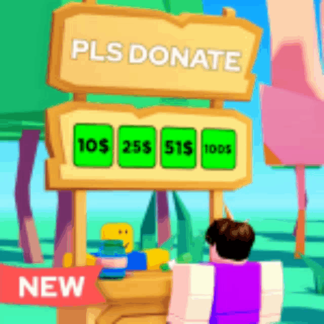 a man is standing in front of a sign that says pls donate .