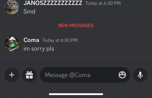 a screenshot of a discord conversation between coma and janoszzzzzzz