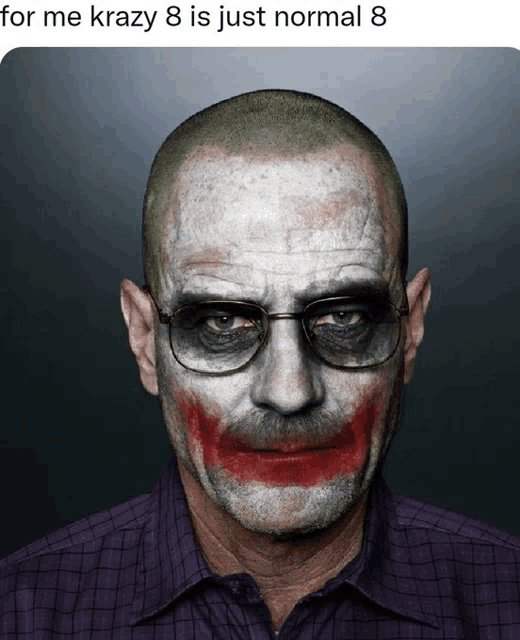 a picture of a man with a joker face painted on his face