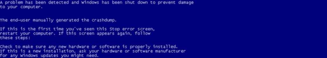 a blue screen that says a problem has been detected and windows has been shut down to prevent damage