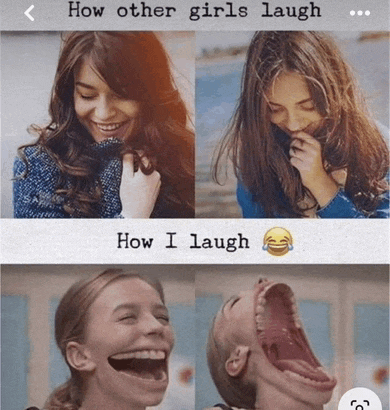 how other girls laugh and how i laugh are shown on a phone screen