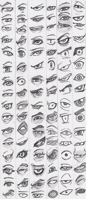 a drawing of many different types of eyes