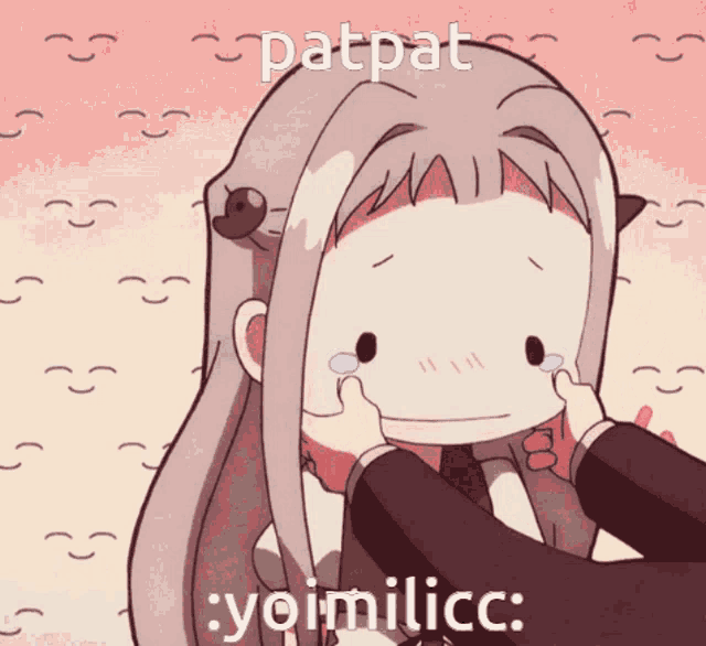 a cartoon of a girl with tears on her face and the words patpat yoimilicc