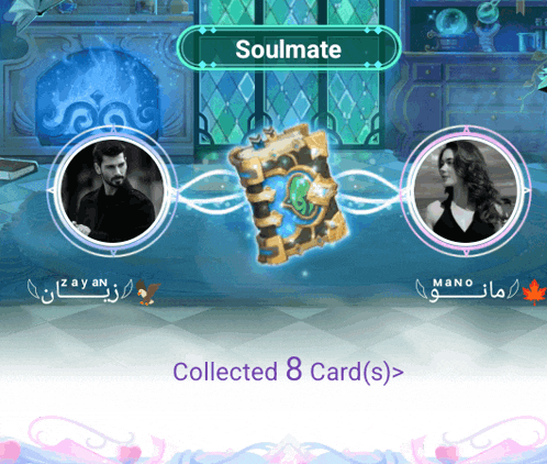 a screenshot of a game that says soulmate collected 8 card