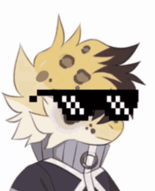 a drawing of a cheetah wearing sunglasses and a collar .