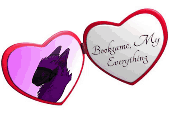 a heart shaped mirror that says bookgame my everything on it