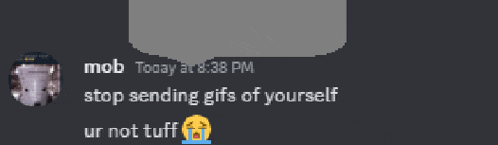 a screenshot of a discord conversation between mob and stop sending gifts of yourself