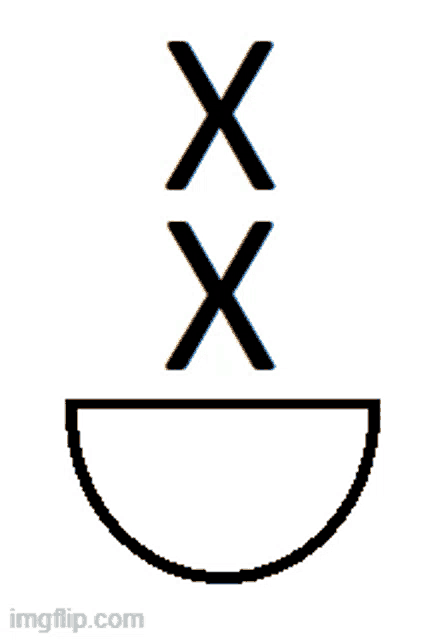 a black and white drawing of two x 's on top of a circle