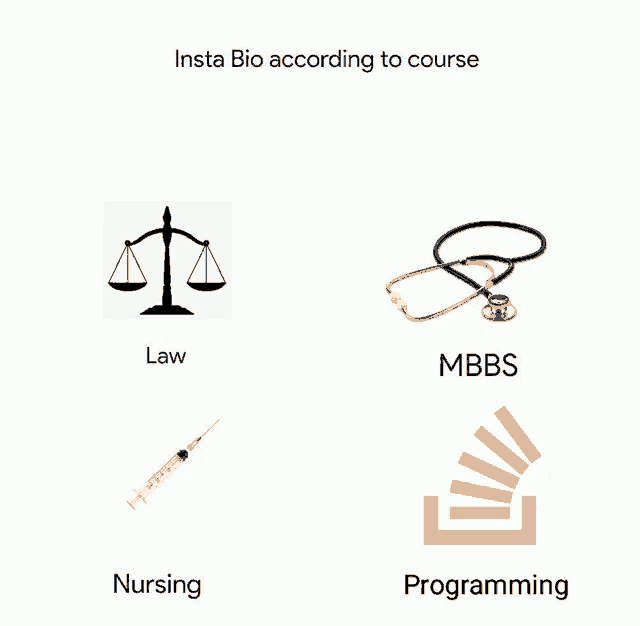 insta bio according to course law nursing and programming