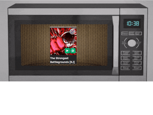 a microwave with a picture of a man and the words the strongest battlegrounds on it