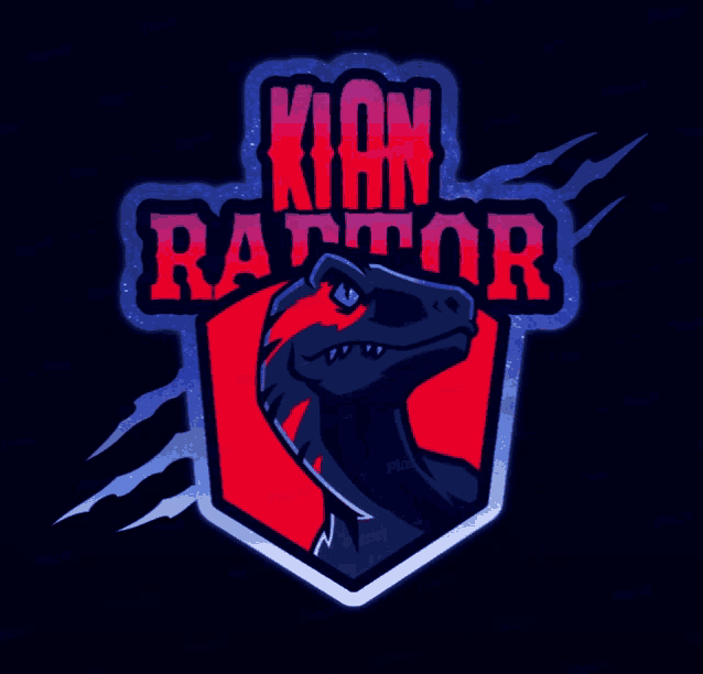 a logo for kian raptor shows a dinosaur in a shield