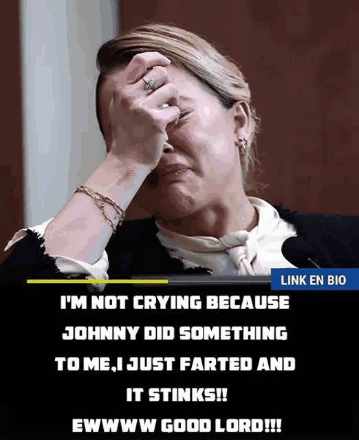 a woman is crying because johnny did something to me and it stinks