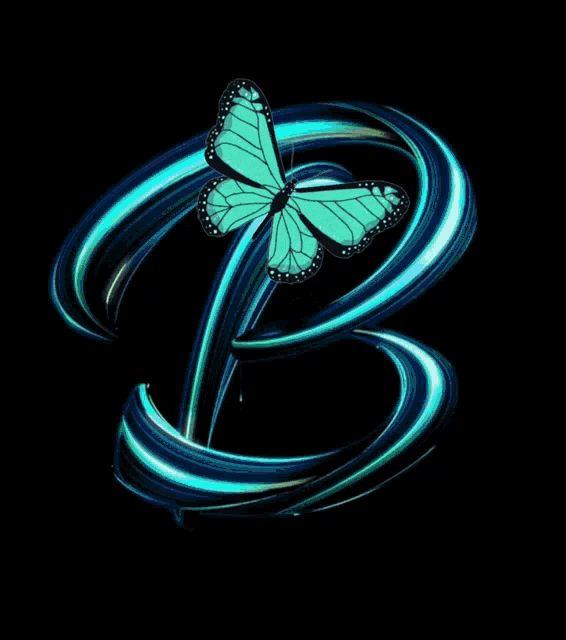 a butterfly is surrounded by a swirl of blue light