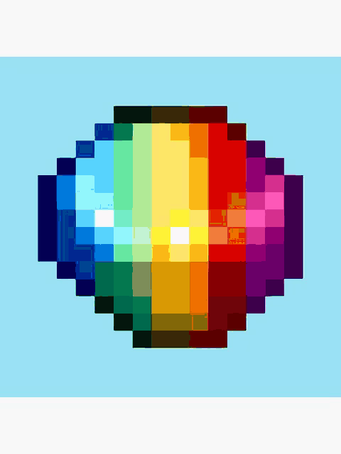 a pixel art of a rainbow with a blue background