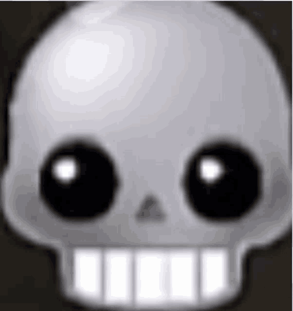 a white skull with black eyes and white teeth