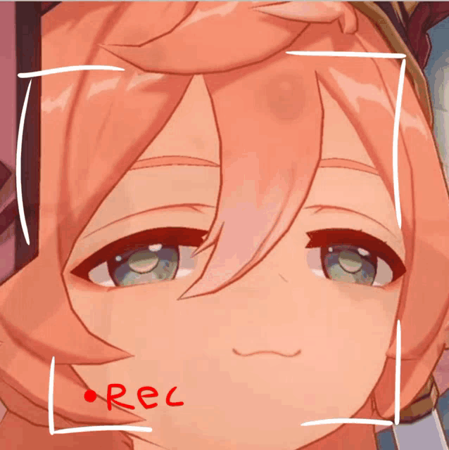 a close up of a girl 's face with the word rec written in red