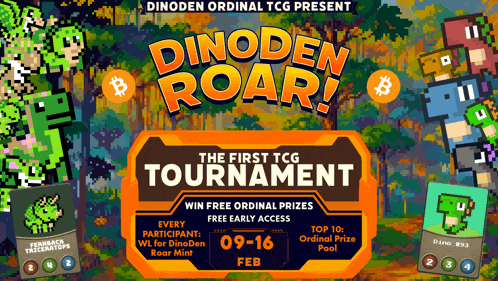 an advertisement for a tournament called dinoden roar