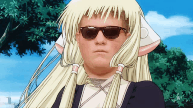 a man with blonde hair wearing sunglasses and a wig