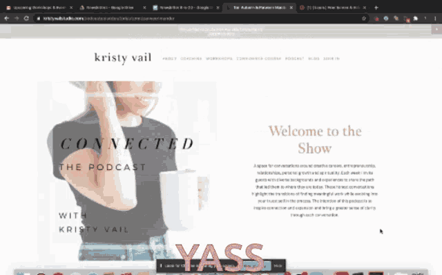 a screen shot of a website called connected with kristy vail