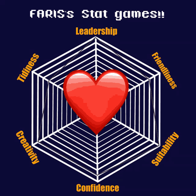 a spider web with a red heart in the center and the words fariss stat games