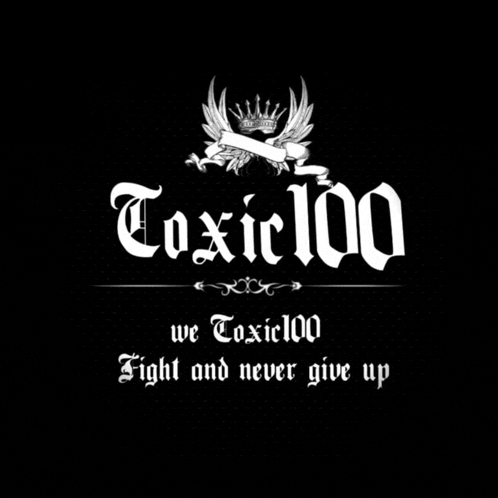 a black and white logo that says toxic100 on it