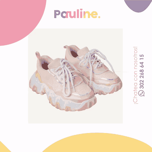 a picture of a pair of shoes with the name pauline on the top