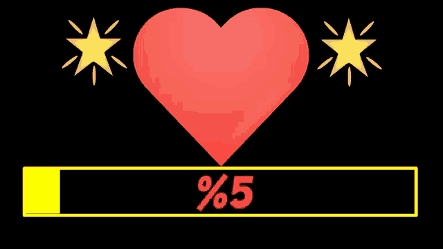 a heart with two stars and a yellow percentage bar