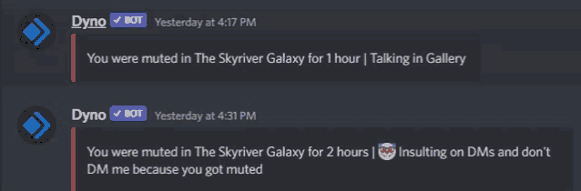 a screenshot of a discord chat between two bots