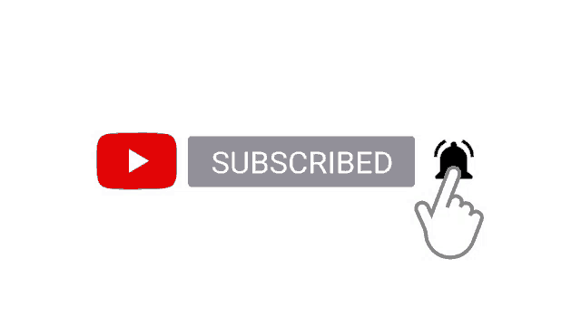 a subscribe button with a hand pressing it and a bell .