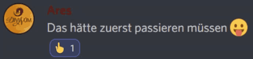 a screenshot of a text message between ares and das hatte zuerst passieren mussen