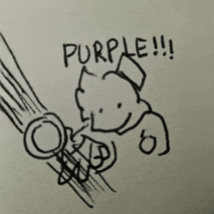 a drawing of a person with the word purple written below it