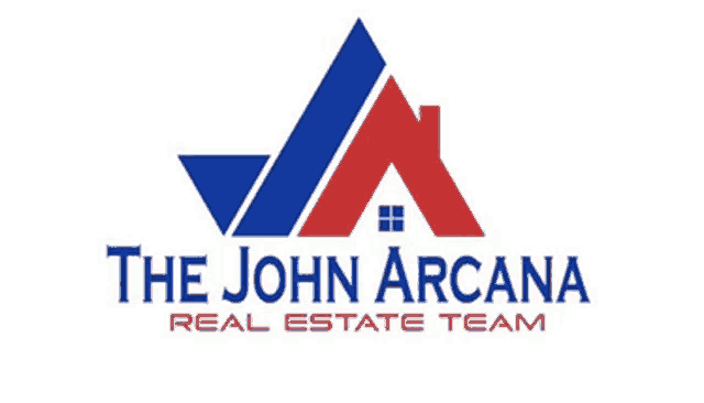 the john arcana real estate team logo with a red white and blue triangle