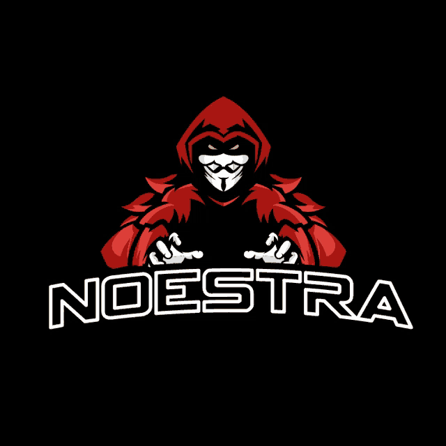 a logo for nuestra with a hooded figure